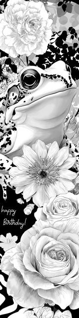 Free printable frog bookmark to color featuring a happy birthday frog